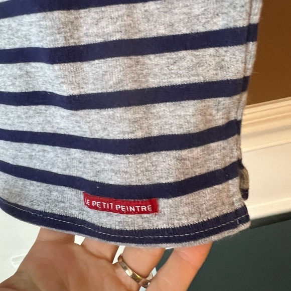 Jacadi Boys Striped Cotton Blue and Grey Long Sleeve Top Size 6 - Picture 3 of 4